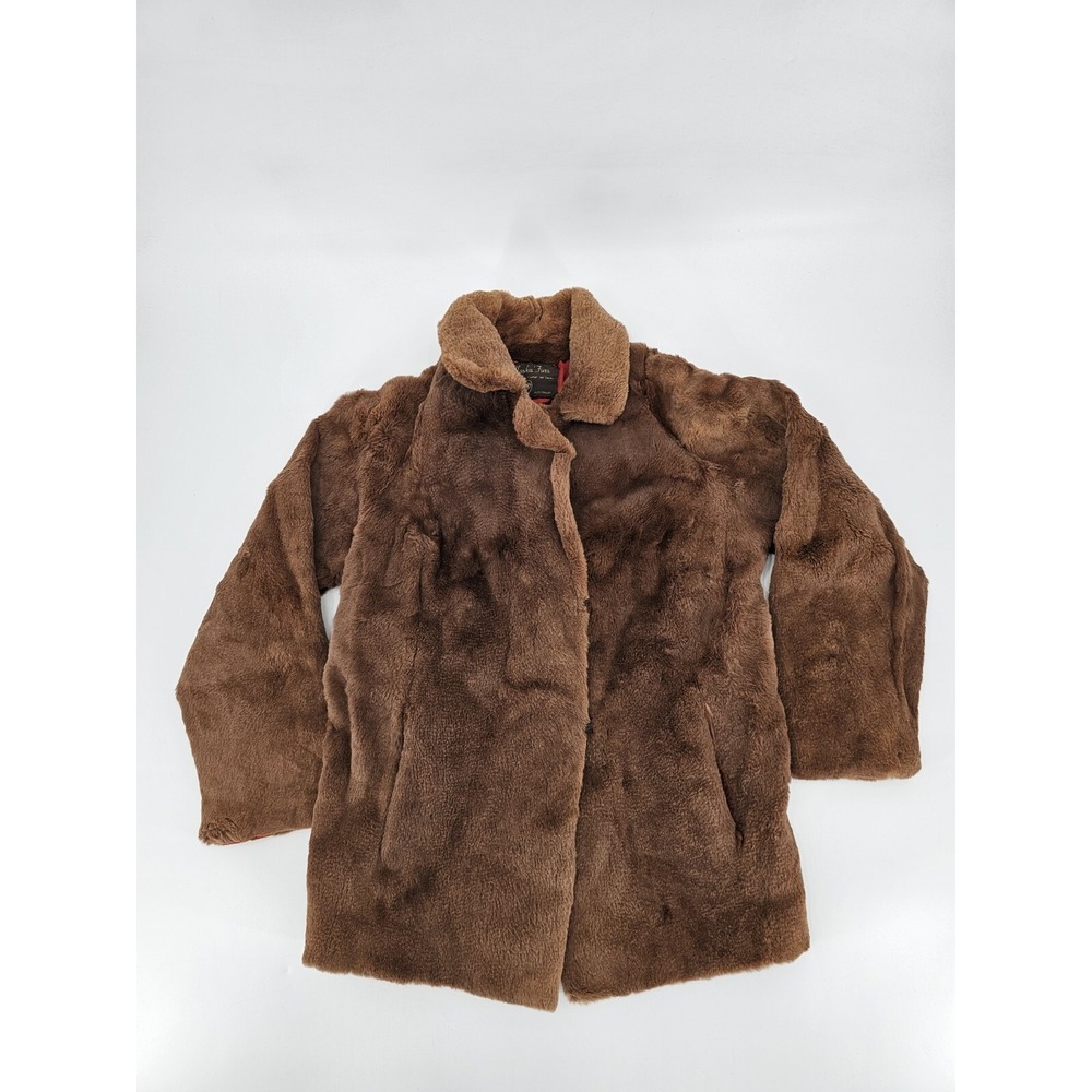 Vintage Alaska Furs Faux Fur Coat Brown Small